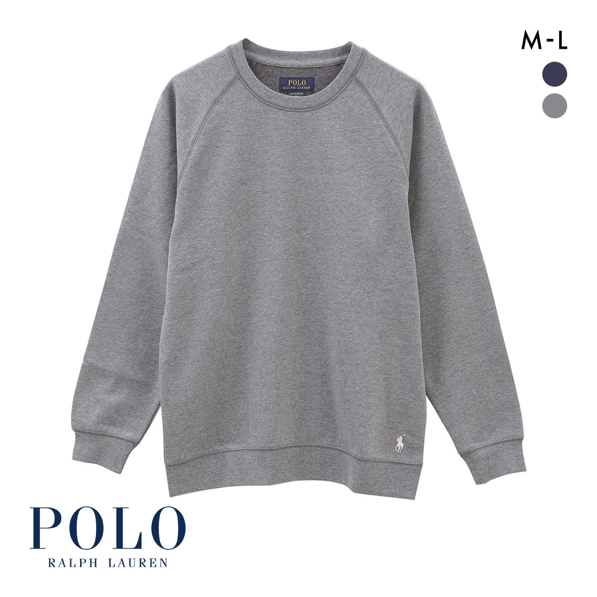 ポロ ラルフ ローレン ブラッシュドフリース ロングスリーブ クルーネック トップス メンズ ラウンジウェア POLO RALPH LAUREN(CGY-チャコールグレー-M)