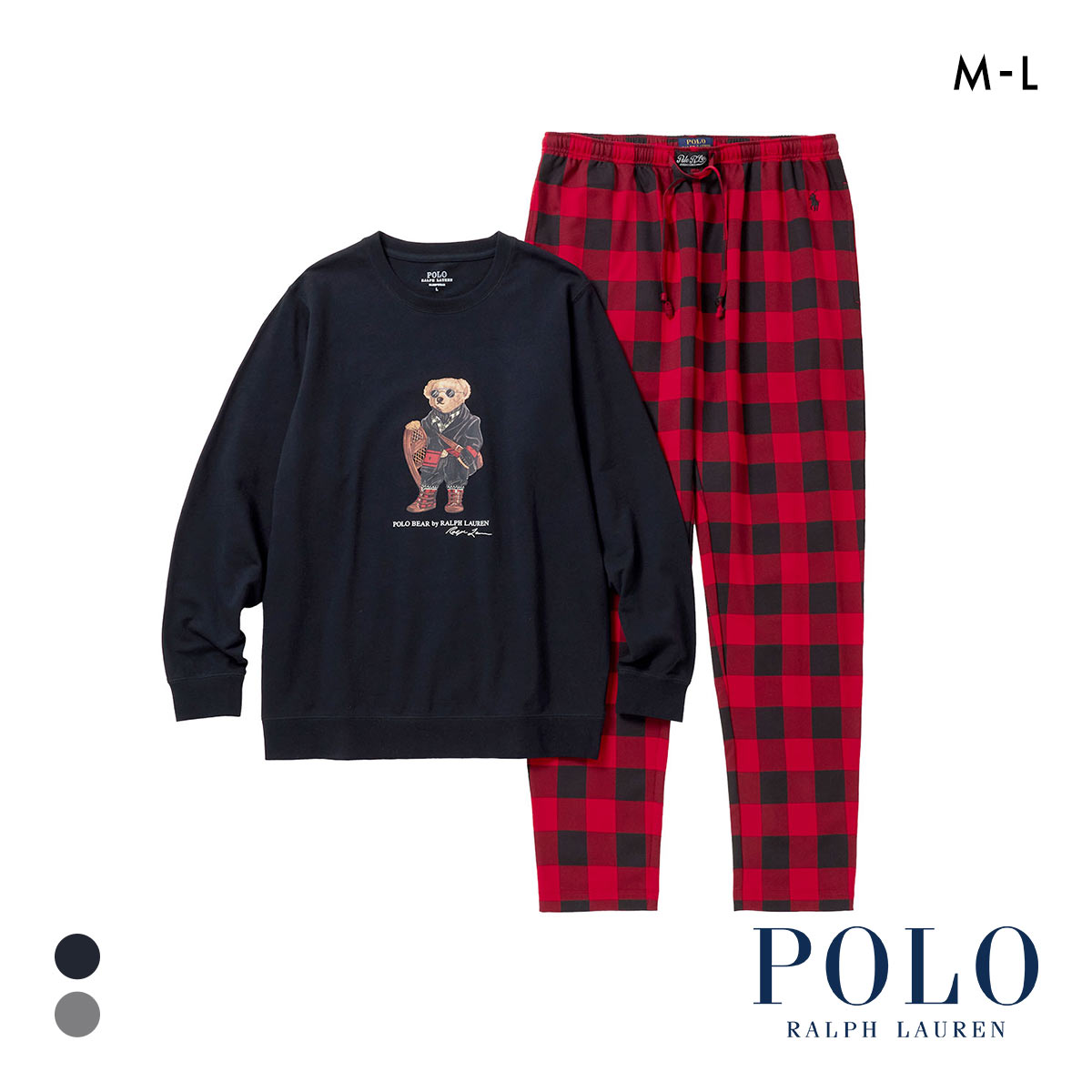ポロ ラルフ ローレン Holiday Bear Mini French Terry Sleepwear Set ルームウェア 上下セット メンズ スリープウェア POLO RALPH LAUREN(BK-ブラック-M)