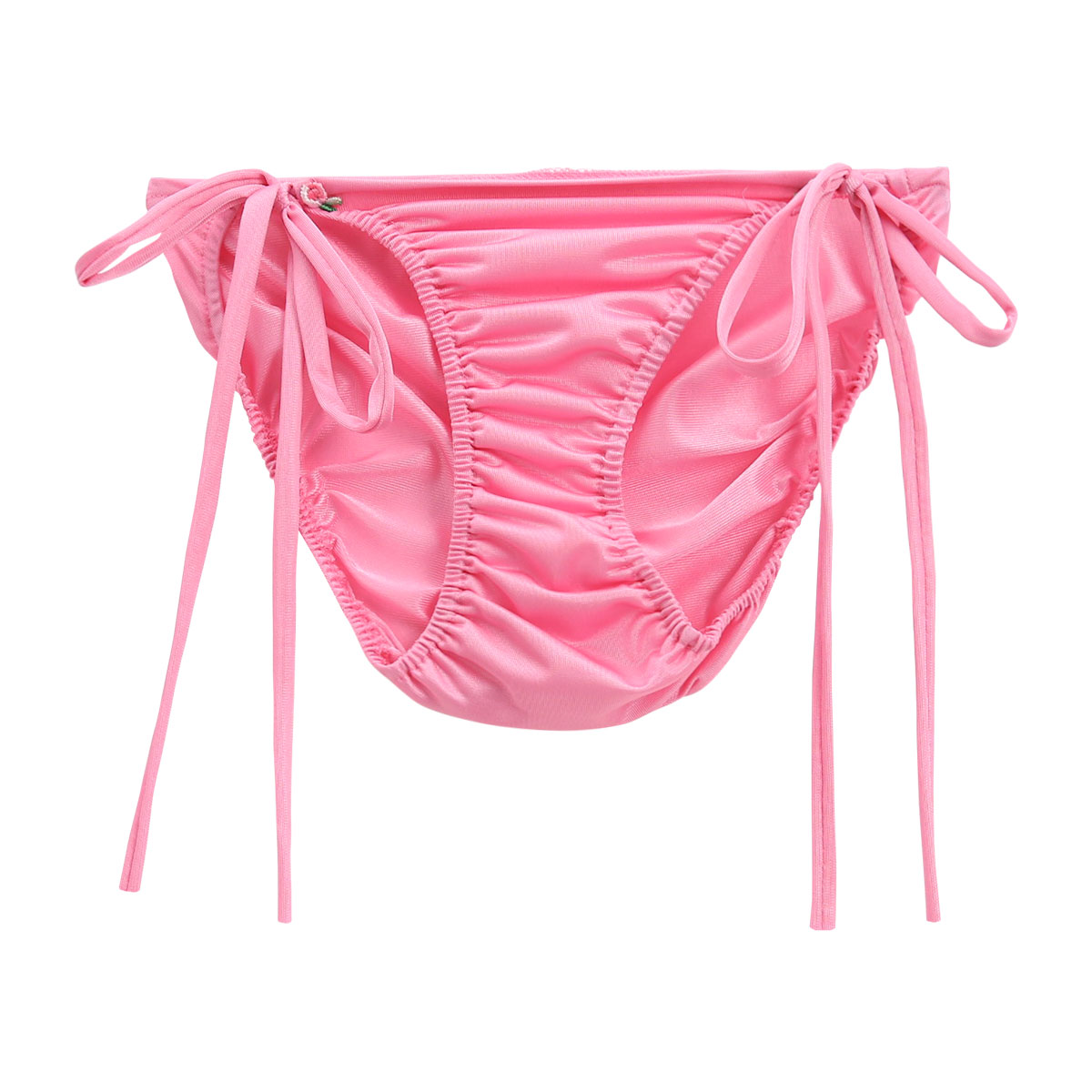 Fany 紐パン ショーツ セクシー フラワーモチーフ付き 横紐(濃ピンク-M)