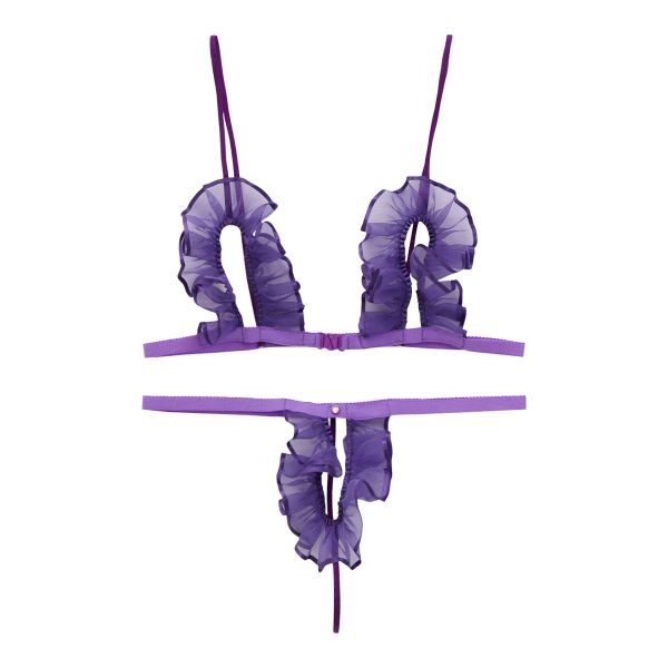 シースルー極小オープンクロッチブラセット