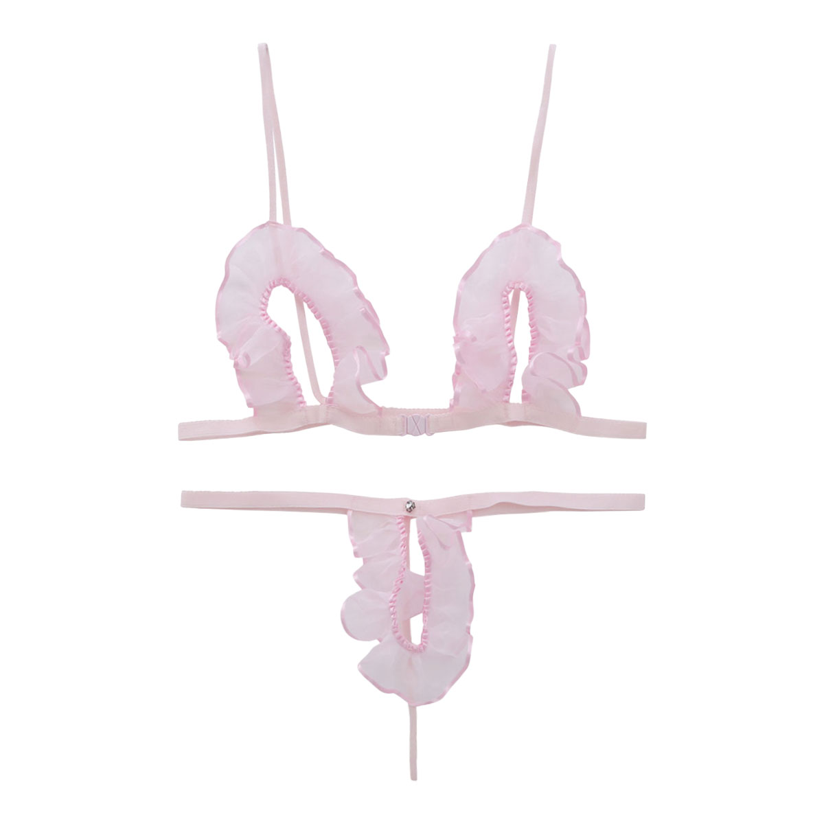 シースルー極小オープンクロッチブラセット(ピンク-F)