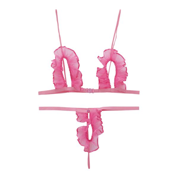 シースルー極小オープンクロッチブラセット