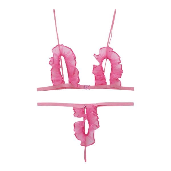 シースルー極小オープンクロッチブラセット