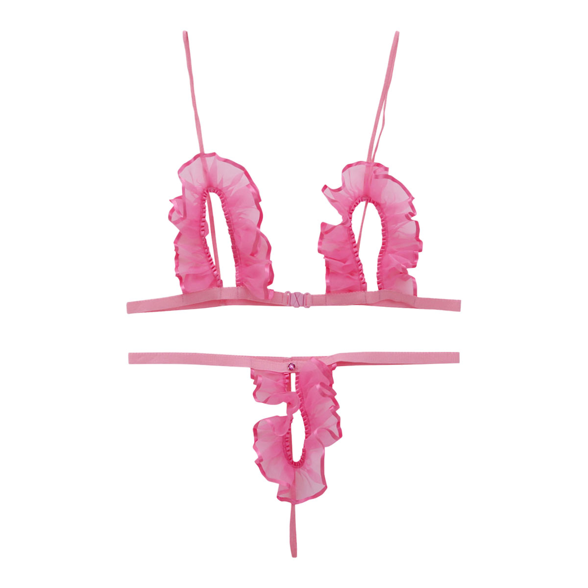 シースルー極小オープンクロッチブラセット(チェリー-F)