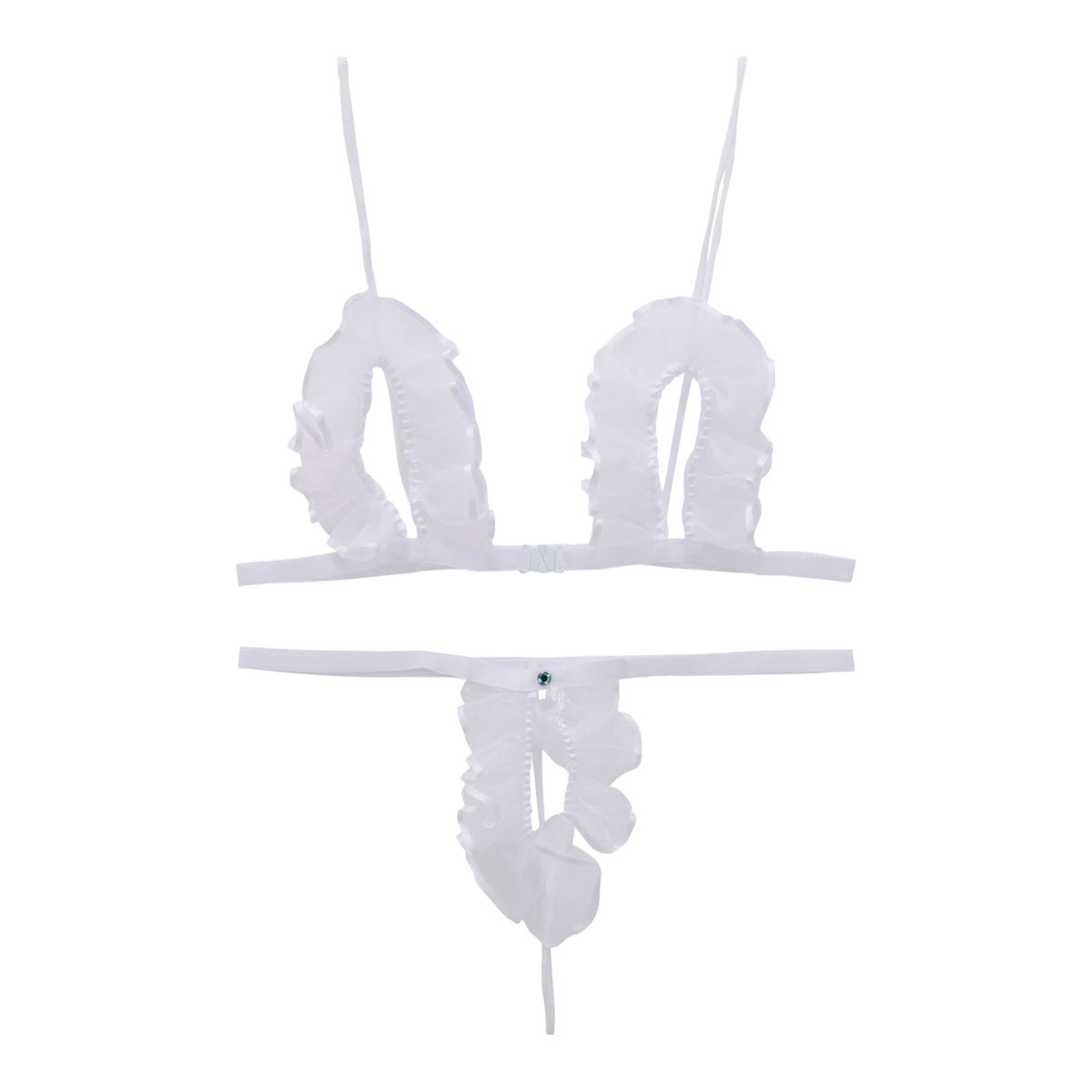 シースルー極小オープンクロッチブラセット(ホワイト-F)