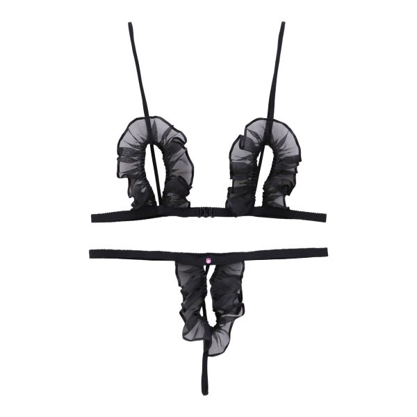 シースルー極小オープンクロッチブラセット