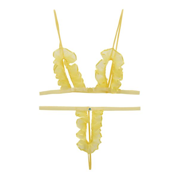 シースルー極小オープンクロッチブラセット