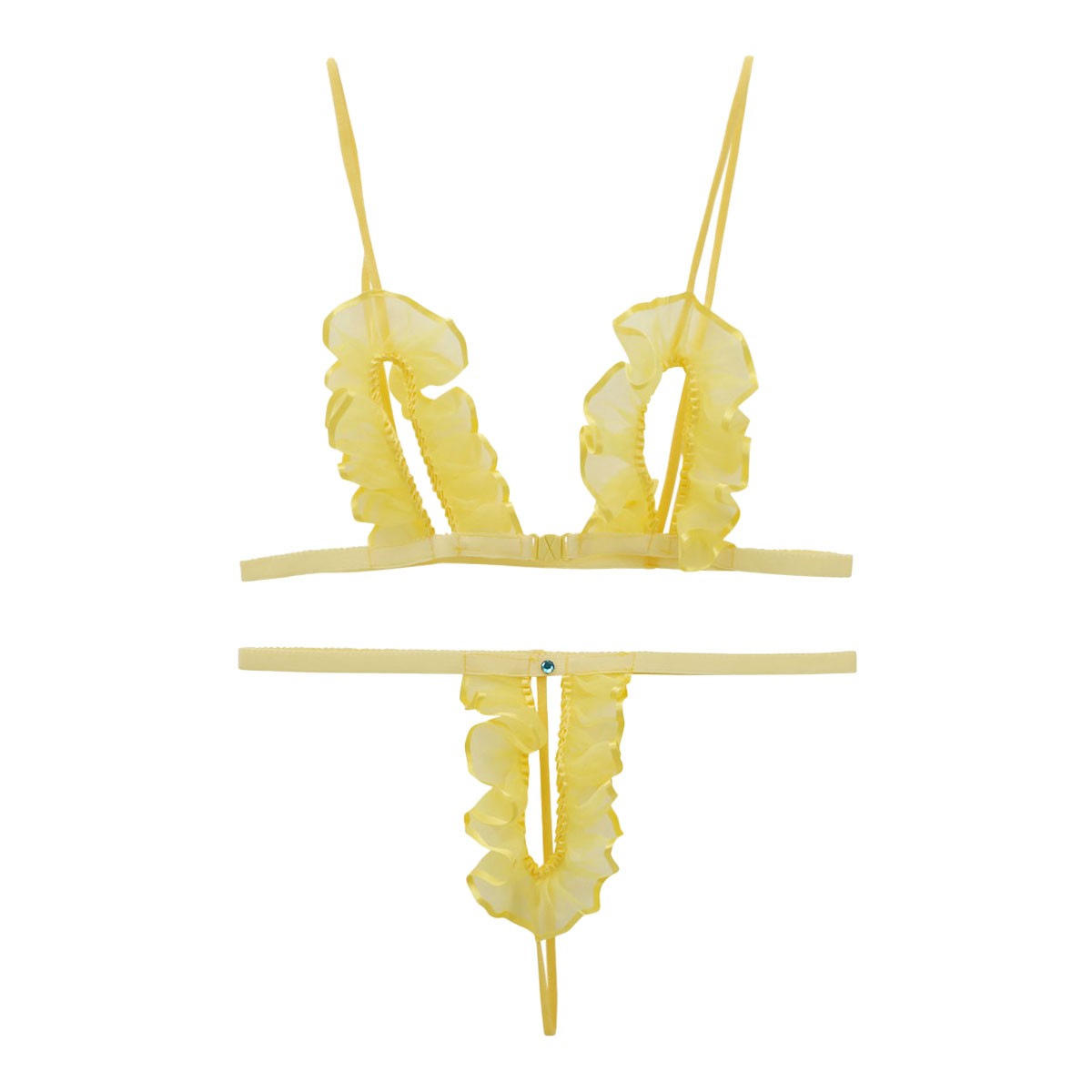 シースルー極小オープンクロッチブラセット(イエロー-F)