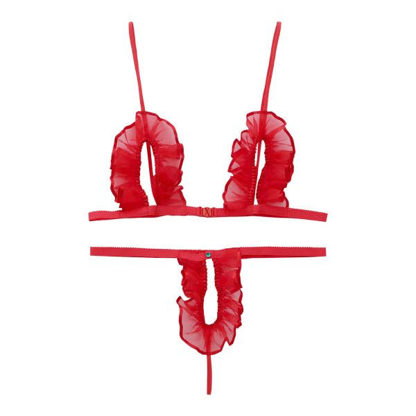 シースルー極小オープンクロッチブラセット