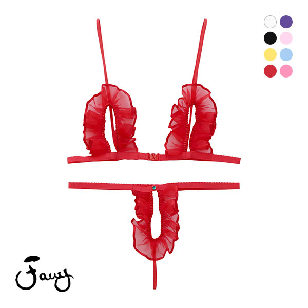 シースルー極小オープンクロッチブラセット