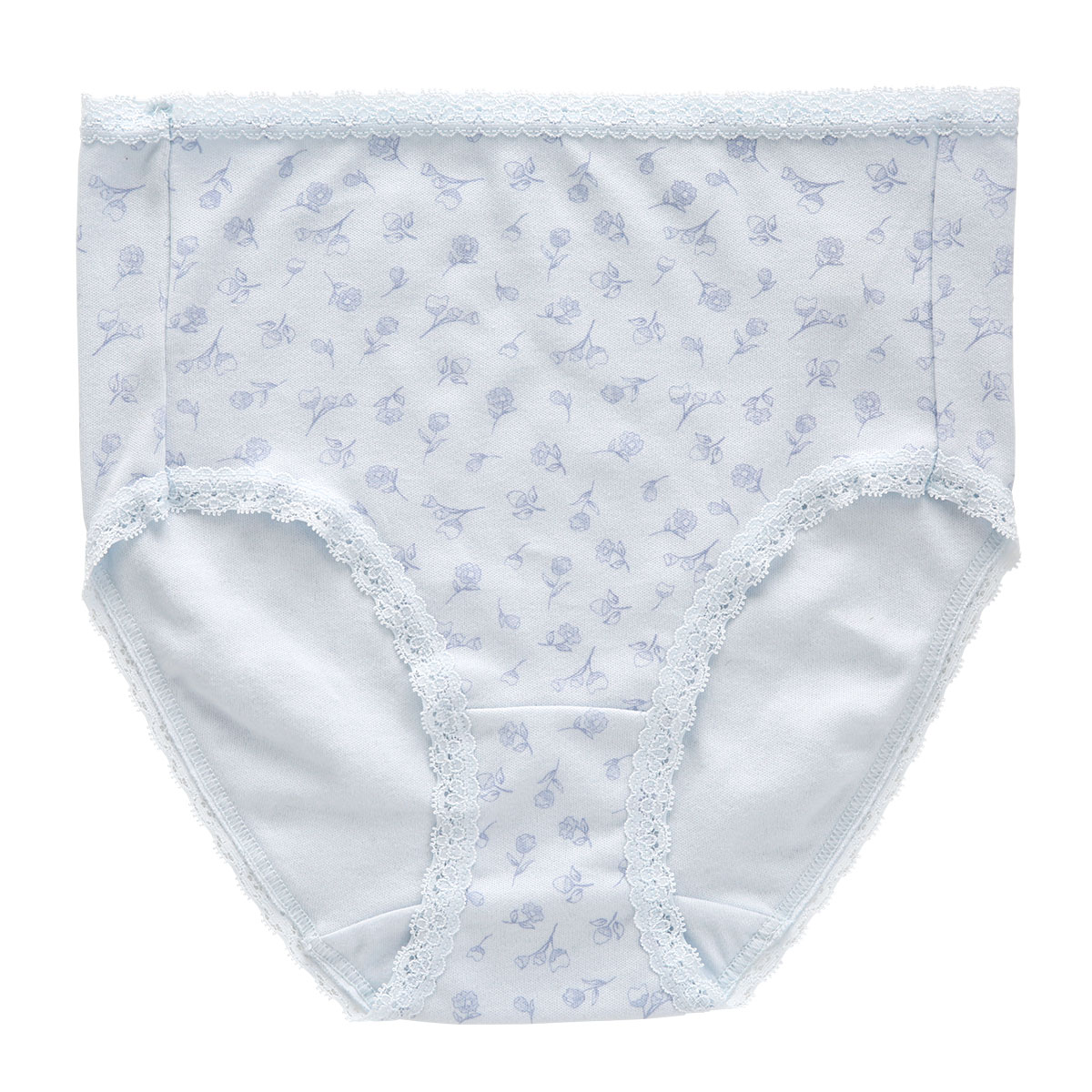 はきこみ深め 綿100％ ウエストレース フラワープリント リラックス スタンダード ショーツ M L LL 単品(BU-ブルー-M)