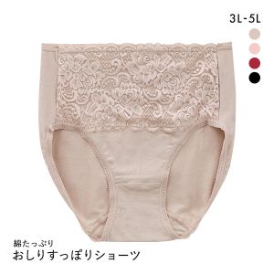 綿たっぷり おしりすっぽり フィットショーツ 綿混 ノーマルショーツ 3L 4L 5L