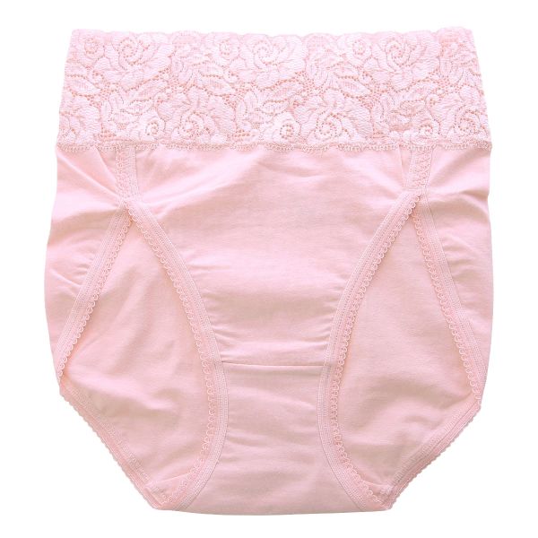 おなかもおしりもすっぽり包む スタンダード ショーツ 深め ウエストレース 綿混 大きいサイズ 単品