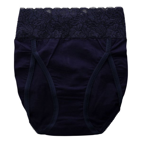 おなかもおしりもすっぽり包む スタンダード ショーツ 深め ウエストレース 綿混 大きいサイズ 単品