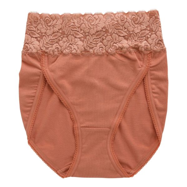 おなかもおしりもすっぽり包む スタンダード ショーツ 深め ウエストレース 綿混 大きいサイズ 単品