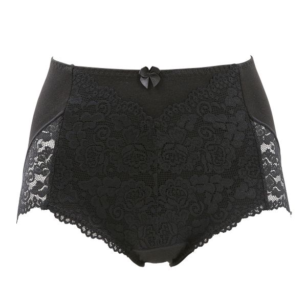 ショーツガードル おなかおさえ機能つき 脇丈深め すっぽり 足口レース 綿混 サポート