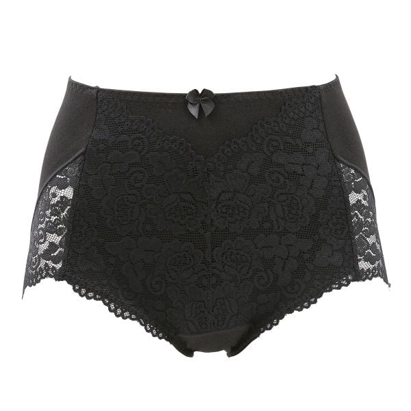 ショーツガードル おなかおさえ機能つき 脇丈深め すっぽり 足口レース 綿混 サポート