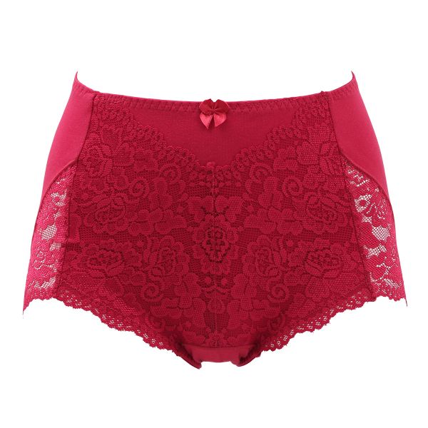 ショーツガードル おなかおさえ機能つき 脇丈深め すっぽり 足口レース 綿混 サポート