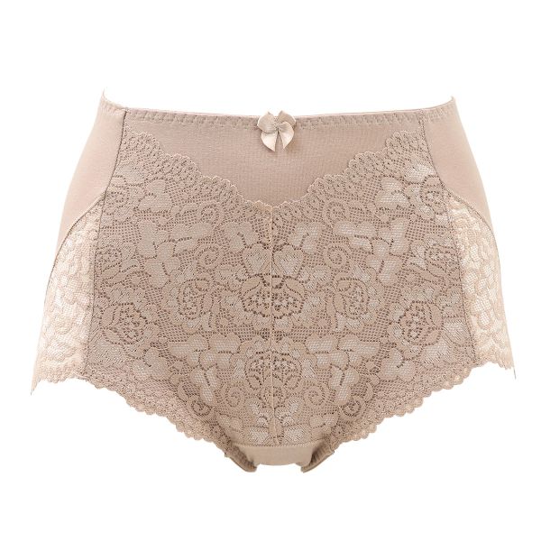 ショーツガードル おなかおさえ機能つき 脇丈深め すっぽり 足口レース 綿混 サポート