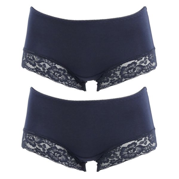 サニタリーショーツ 羽つきナプキン対応 2枚組 綿混 生理用 シンプル レース