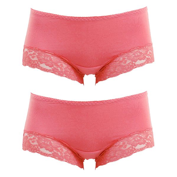 サニタリーショーツ 羽つきナプキン対応 2枚組 綿混 生理用 シンプル レース