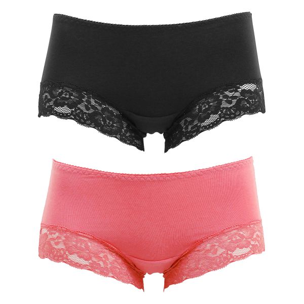 サニタリーショーツ 羽つきナプキン対応 2枚組 綿混 生理用 シンプル レース