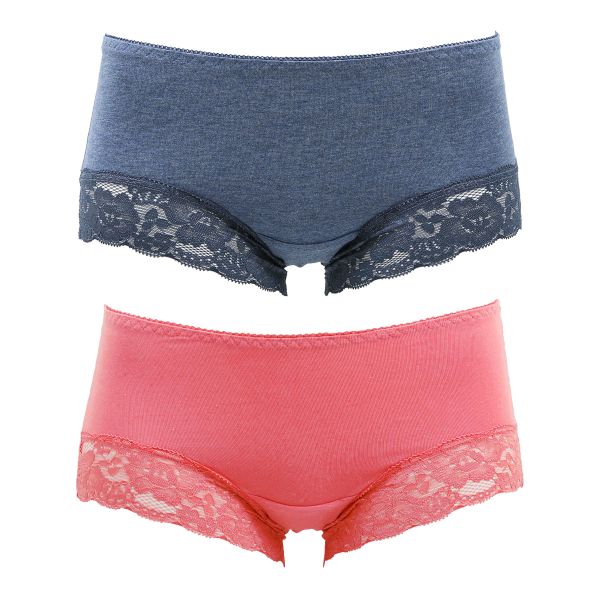 サニタリーショーツ 羽つきナプキン対応 2枚組 綿混 生理用 シンプル レース