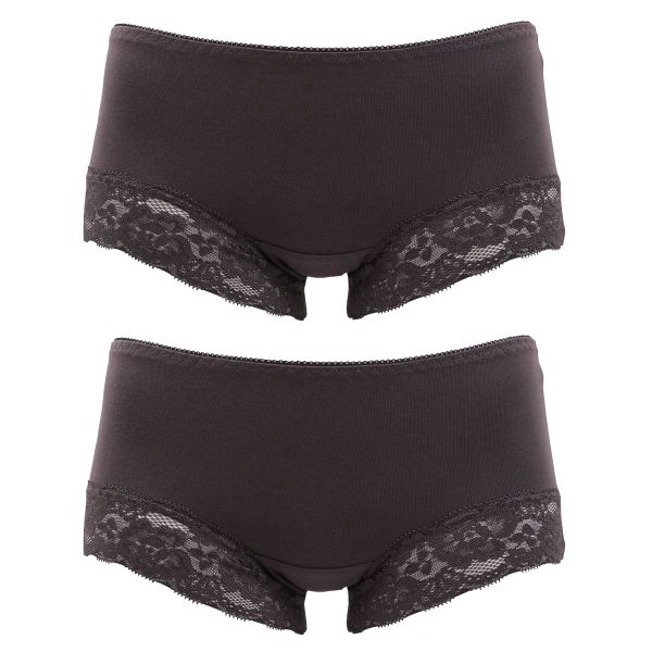 サニタリーショーツ 羽つきナプキン対応 2枚組 綿混 生理用 シンプル レース