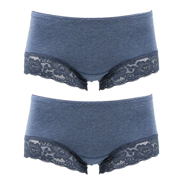 サニタリーショーツ 羽つきナプキン対応 2枚組 綿混 生理用 シンプル レース