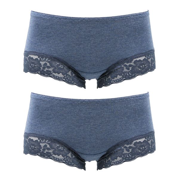 サニタリーショーツ 羽つきナプキン対応 2枚組 綿混 生理用 シンプル レース