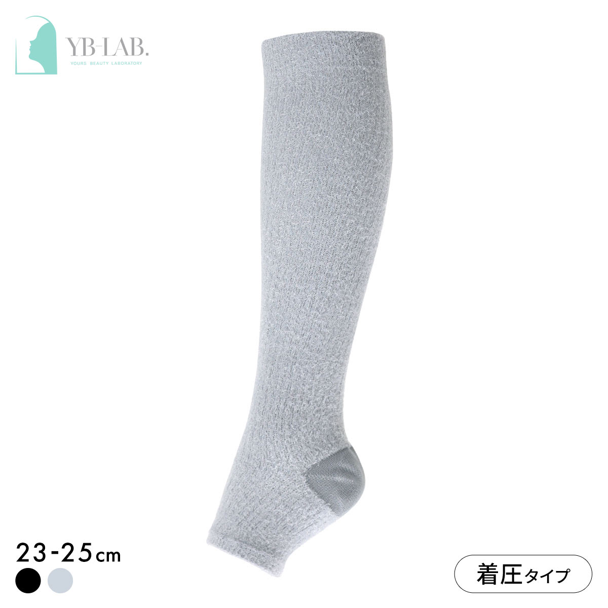 YB-LAB. グラマラスパッツ ふわりぃスリム かかと保湿ソックス 着圧 あったか オープントゥ 靴下 レディース FuWaly Slim(SX-サックス-23-25cm)