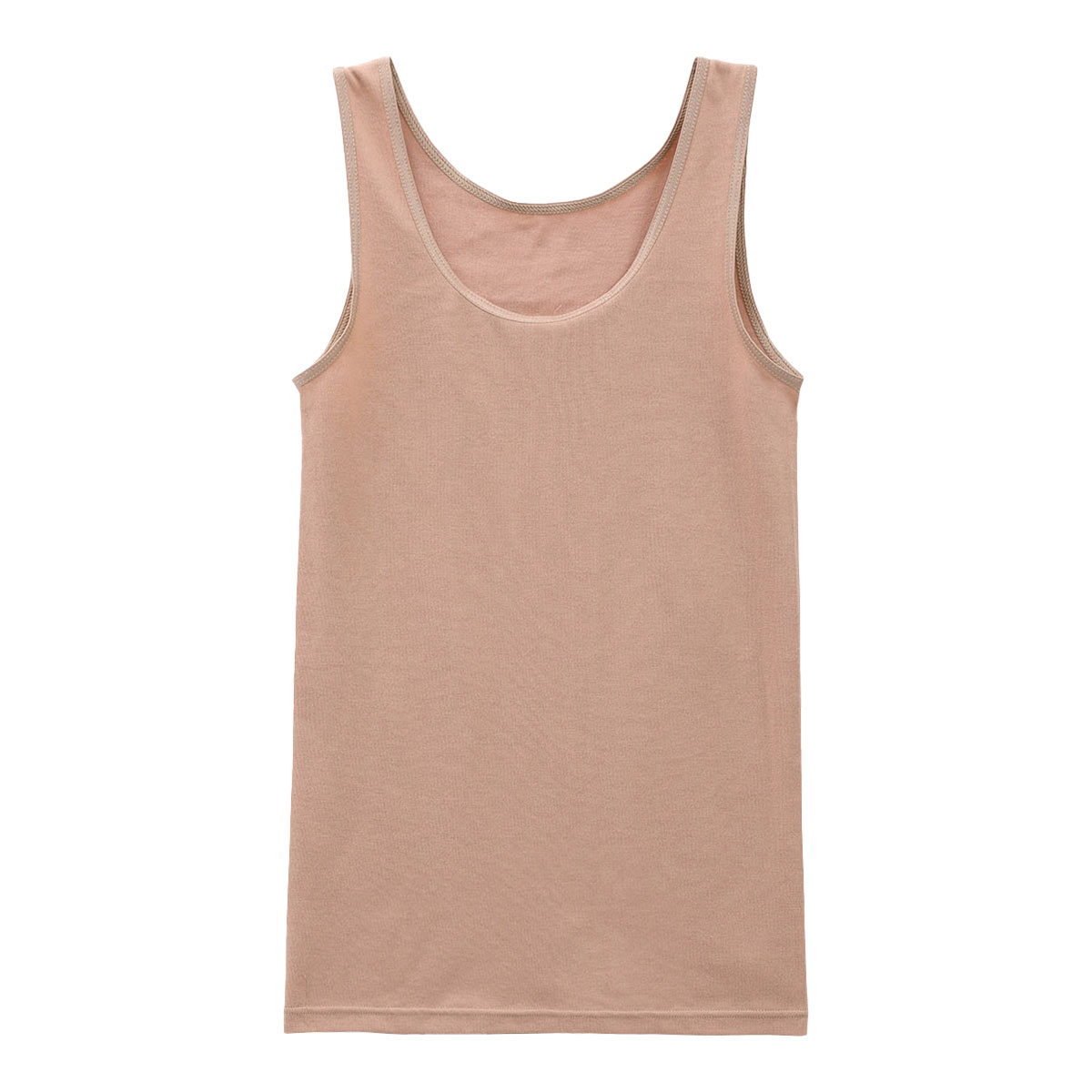 クロスコ KUROSUCO タンクトップ インナー 日本製 やわらか 綿混 両脇縫い目なし(BR-ブラウン-M)