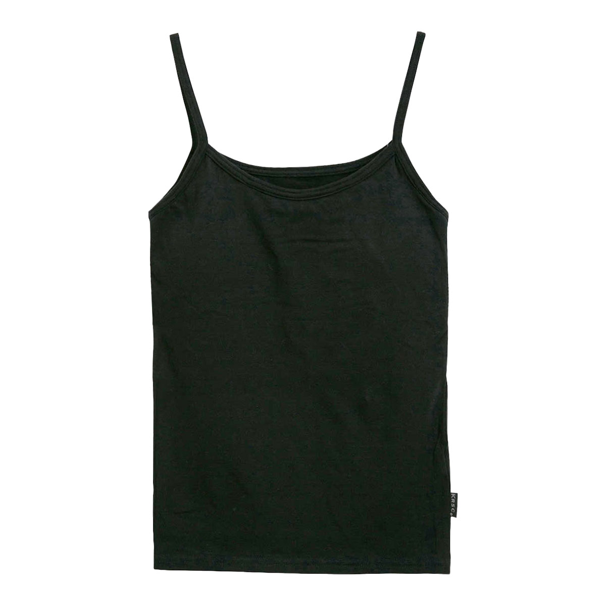 クロスコ KUROSUCO やわらか綿混 カップ付き キャミソール ブラキャミ ブラトップ(BK-ブラック-M)