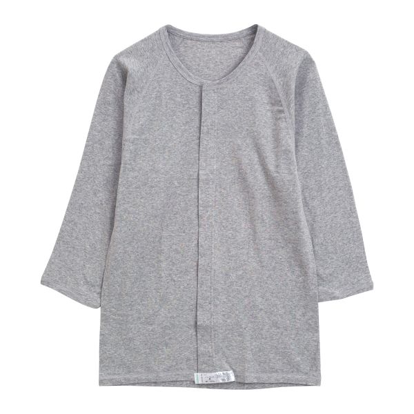 綿100％ 前開き ワンタッチ肌着 7分袖 Tシャツ インナー Uネック メンズ 介護