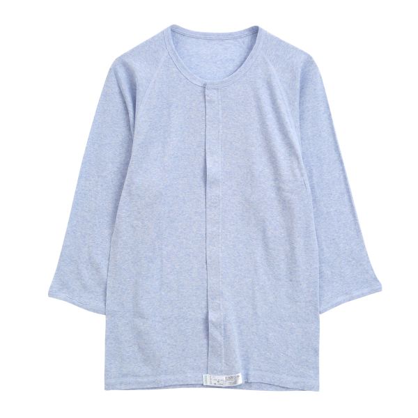綿100％ 前開き ワンタッチ肌着 7分袖 Tシャツ インナー Uネック メンズ 介護