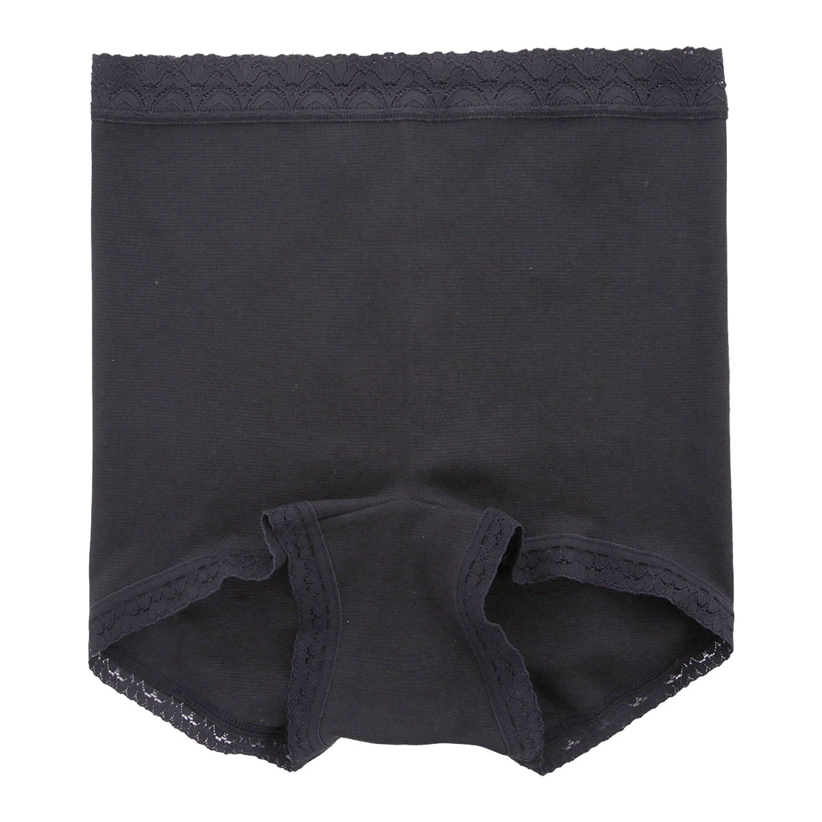 クロスコ KUROSUCO ショーツ お腹すっぽり 深め ハイウエスト 一分丈 日本製 綿混 ストレッチ 単品(BK-ブラック-M)