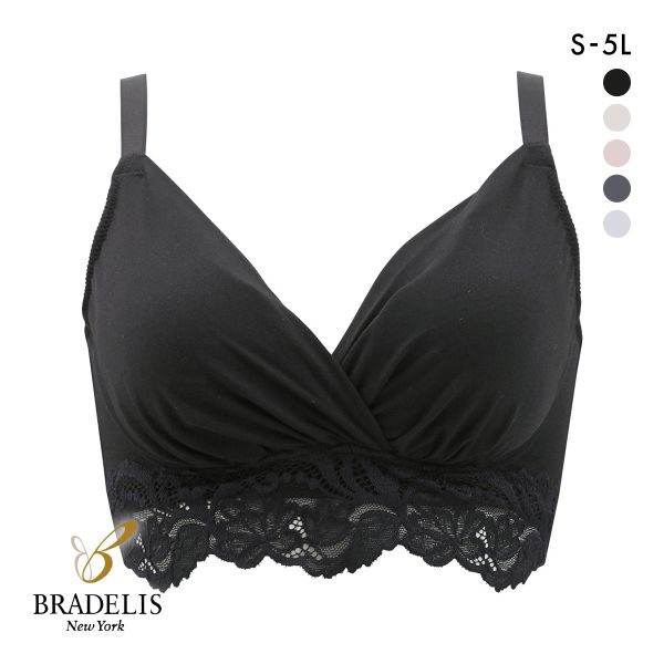 ブラデリス 綿混ストレッチハイブリッド ハートカップブラ S-5L 美胸 ノンワイヤー ブラジャー 脇肉 ハミ肉 脇高 快適 BRADELIS NY PEACE
