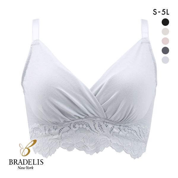 ブラデリス 綿混ストレッチハイブリッド ハートカップブラ S-5L 美胸 ノンワイヤー ブラジャー 脇肉 ハミ肉 脇高 快適 BRADELIS NY PEACE