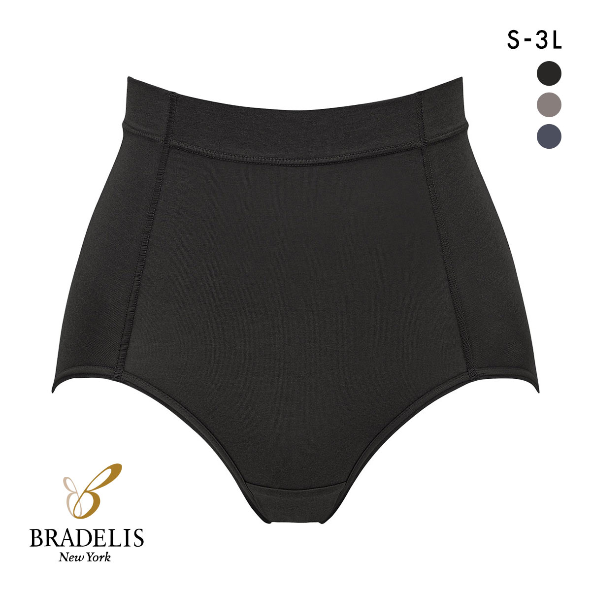 ブラデリス 優しく包む綿混ショーツ S M L LL 3L 超らくちん おしりすっぽり BRADELIS NY PEACE 美尻 育尻 大きいサイズ(BK-ブラック-S)