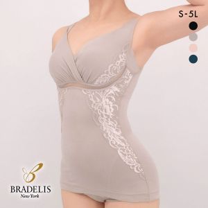 ブラデリス 寄せ上げ美胸 綿混キャッチャーカップ レースブラキャミ S-5L ブラトップ 吸汗速乾 綿混 吸汗 脇肉 脇高 BRADELIS NY PEACE