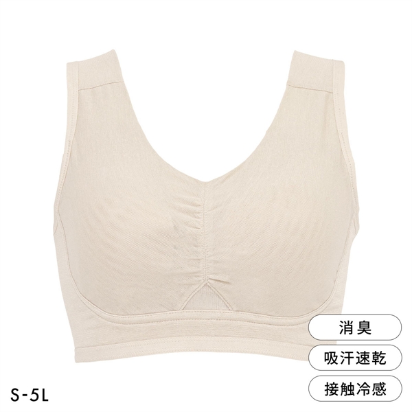 モアナモリーズ 森みなの軽さらフィット 綿混ブラ S-5L ノンワイヤー ブラトップ 吸汗速乾 接触冷感 消臭 大きいサイズ