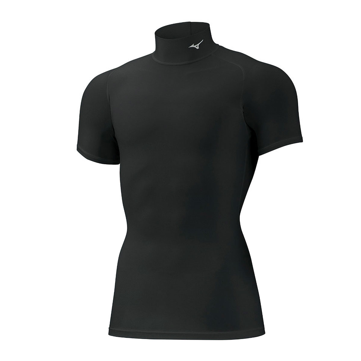 ミズノ MIZUNO バイオギア BIOGEAR シャツ メンズ ハイネック 半袖 コンプレッション スポーツ(BK-ブラック-S)