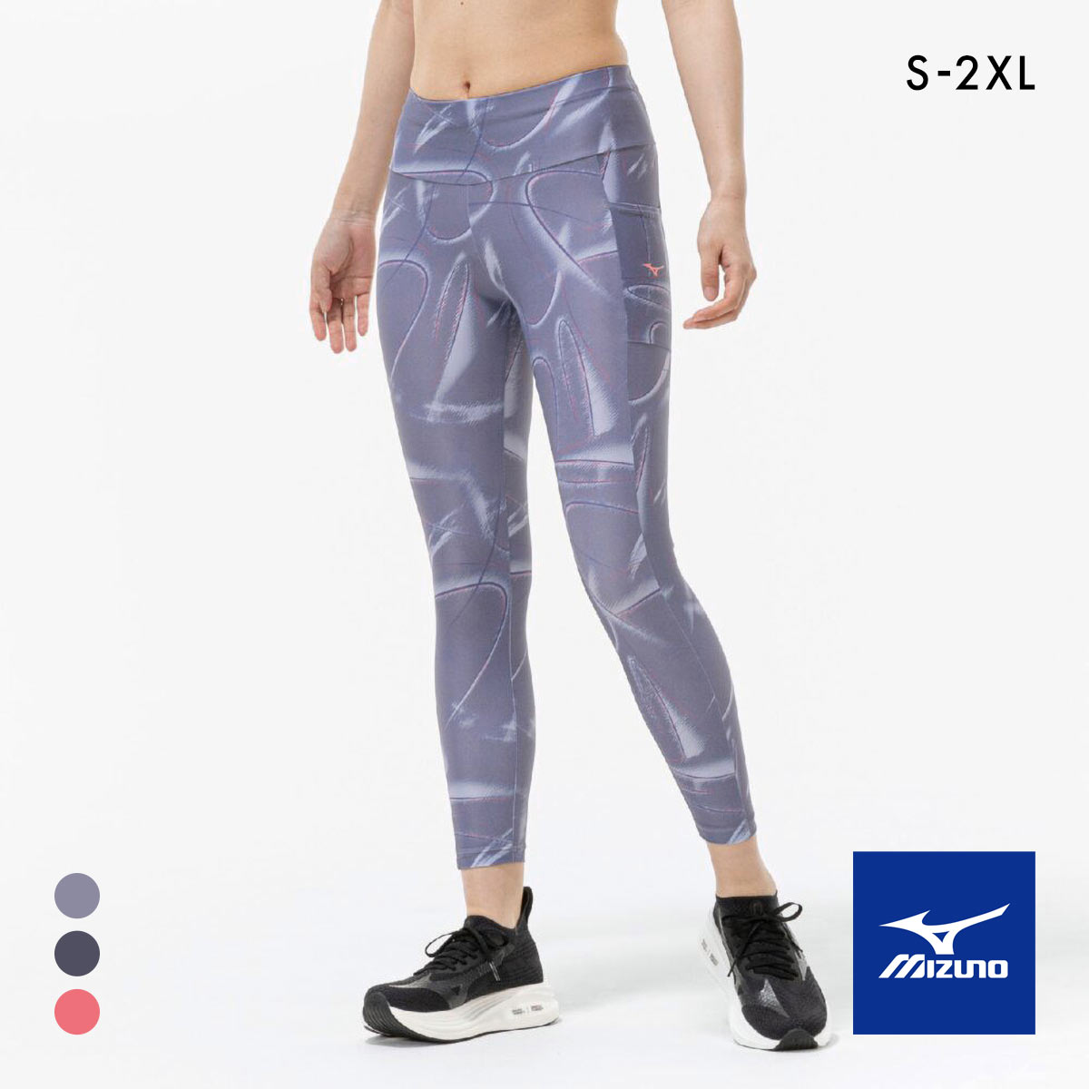 ミズノ タイツ レギンス S-2XL 安定 コンプレッション スポーツ 速乾 ヨガ トレーニングウェア スポーツ 大きいサイズ MIZUNO(BGY-ブルーグレー-S)