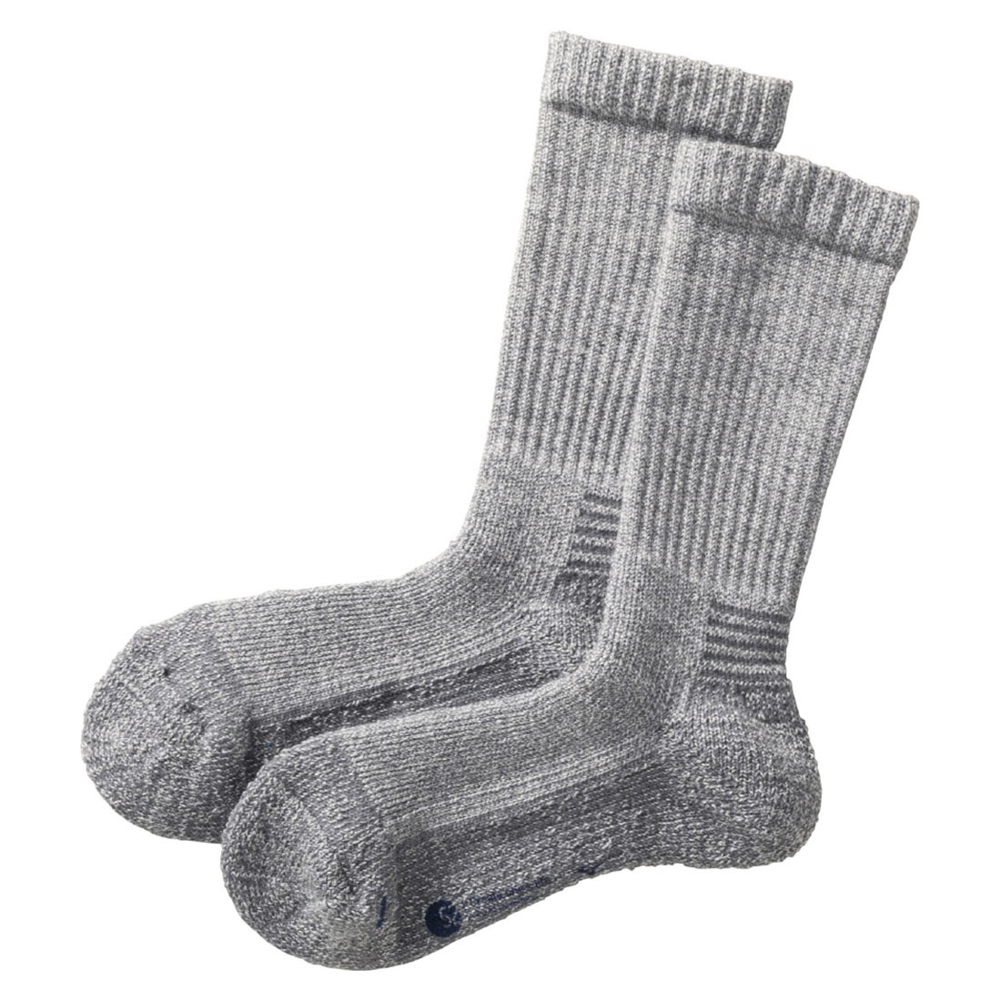 ミズノ MIZUNO ブレスサーモ BREATH THERMO ソックス クルー丈 メンズ ウール 厚手 パイル あったか 保温 吸湿発熱(GY-グレー-25-27cm)