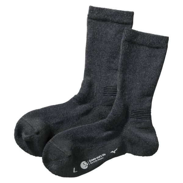 ミズノ MIZUNO ブレスサーモ BREATH THERMO ソックス クルー丈 レディース ウール 中厚 パイル あったか 保温 吸湿発熱