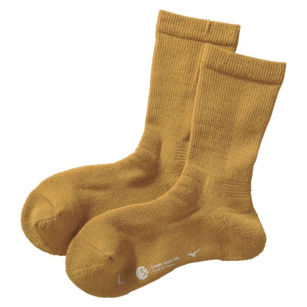 ミズノ MIZUNO ブレスサーモ BREATH THERMO ソックス クルー丈 レディース ウール 中厚 パイル あったか 保温 吸湿発熱