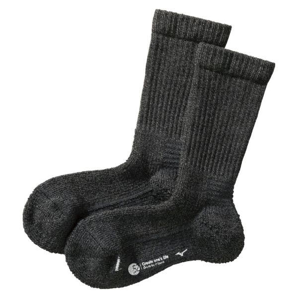 ミズノ MIZUNO ブレスサーモ BREATH THERMO ソックス クルー丈 レディース ウール 厚手 パイル あったか 保温 吸湿発熱