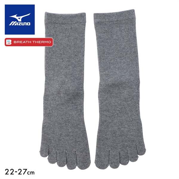 ミズノ 吸湿発熱 ブレスサーモ BREATH THERMO 5本指 ソックス 薄手 あったか 22-24 25-27 ユニセックス レディース メンズ MIZUNO