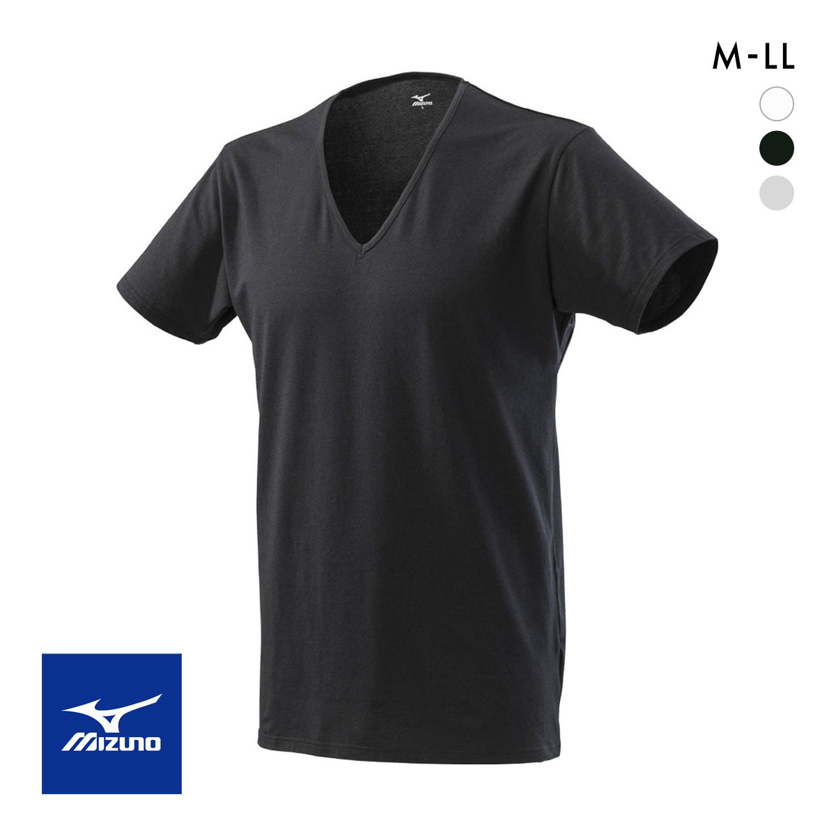 ミズノ MIZUNO 汗のニオイに 着るドラント 消臭クイックドライアンダー Vネック半袖シャツ メンズ 消臭インナー 吸汗速乾 抗菌防臭(BK-ブラック-M)
