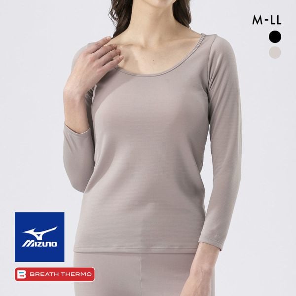 ミズノ ブレスサーモ 薄手forDaily 9分袖インナー ラウンドネック レディース M･L･LL 消臭 あったか 長袖 発熱 冷え対策 温活 保湿
